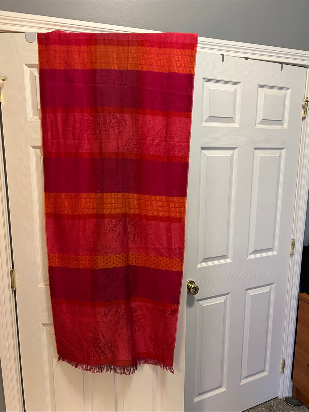Vibrant Red & Orange Striped Scarf